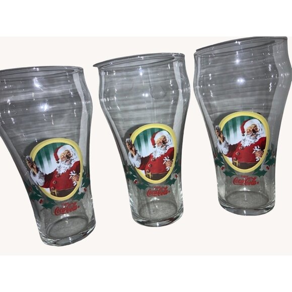 Coca-Cola  Big Boy Christmas Santa Glasses- set of three - Picture 1 of 7